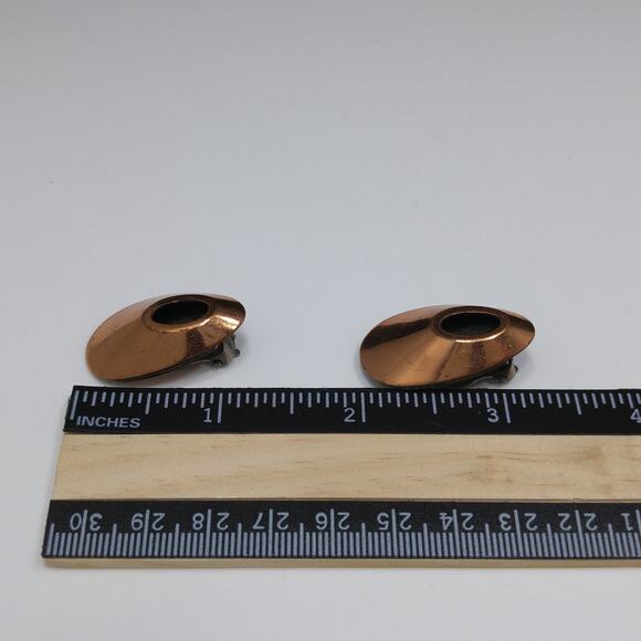 Renoir Copper Clip On Earrings Mid Century Modern 1950s Vintage Jewelry - Picture 7 of 10